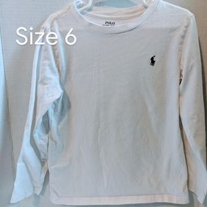 Long sleeve white polo t-shirt size 6